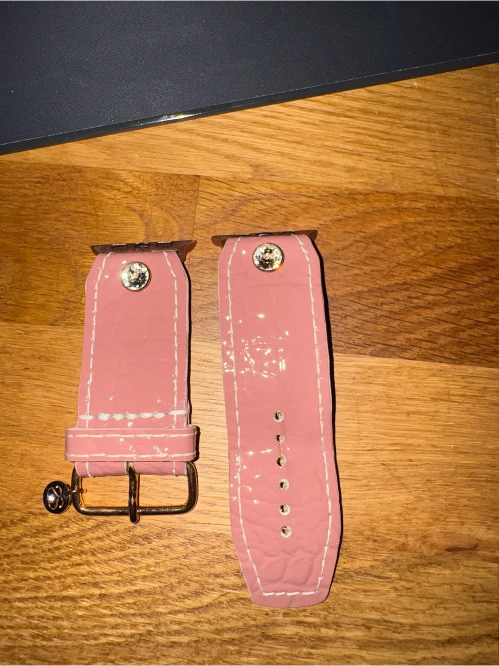 Patent Leather mauve Watch Strap with Gold Hardware